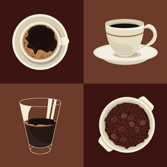 four delicious coffee icons