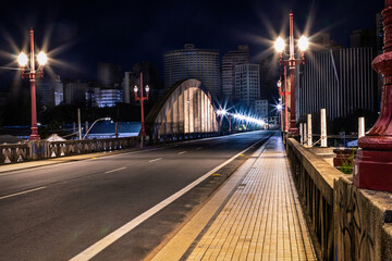 bridge cityscape with buildings in night