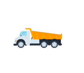 Construction truck vector isolated icon. Emoji illustration. Industrial truck vector emoticon