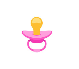 Baby girl pacifier vector isolated icon. newborn dummy emoji illustration. Pacifier vector isolated emoticon