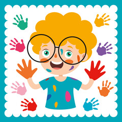 Colorful Painted Hands Of Little Children