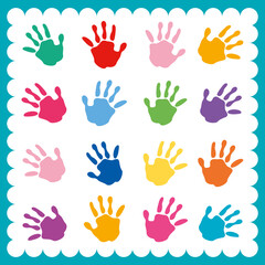 Obraz premium Colorful Painted Hands Of Little Children