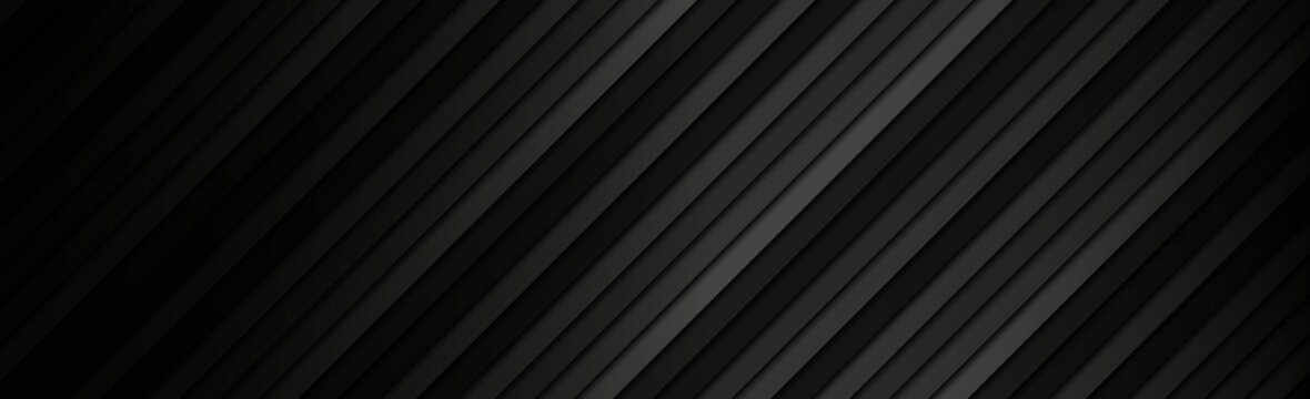 Panoramic black and gray diagonal lines, web background - Vector