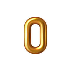 Obraz premium 3d golden embossed number zero t on white background.