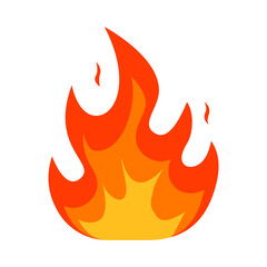 Fire flame icon. Bonfire color symbol. Vector isolated on white background.