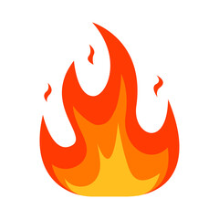Fire flame icon. Bonfire color symbol. Vector isolated on white background.