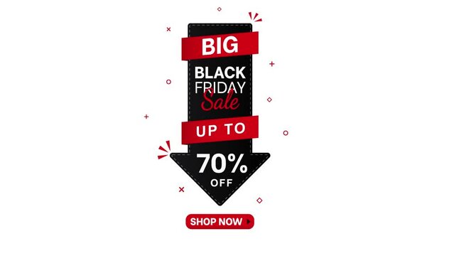 Sale video for the web page. Black Friday sale. Up to 70% offer. Motion animation for sale. Cute animation for sale or shop.