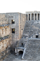 Majestic and well preserved Roman theatre in ancient city Aspendos, Turkey - inside view