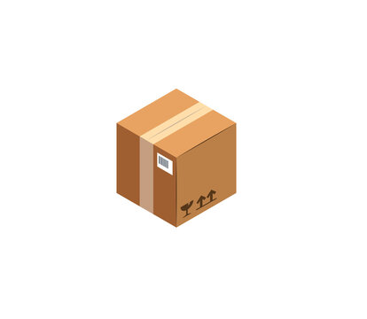 Package vector isolated icon. Carton box emoji illustration. Carton box vector isolated emoticon