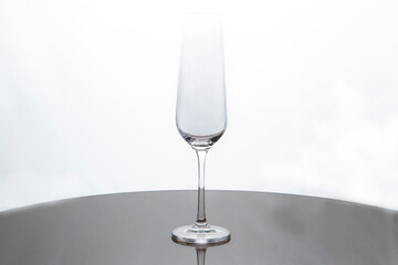 Wine and champagne glasses on a white background.