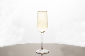 Champagne glasses on a white background.Alcoholic beverages.