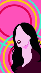 Portrait of a woman in a half turn. Feminist avatar for social networks. Women's struggle and rights. Bright vector illustration in flat style.