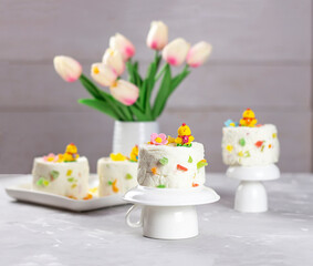 Easter background. Happy easter eggs on nest. Easter eggs. happy easter card. Curd Easter.Easter. copy space