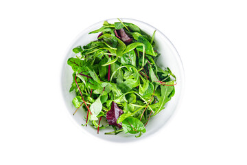 green salad leaves mix arugula, spinach, lettuce, frise, radicchio salad fresh dietary healthy meal diet snack on the table copy space food background 