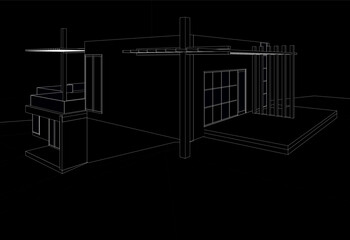 Modern house architecture vector 3d illustration 