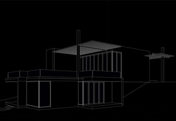 Modern house architecture vector 3d illustration 