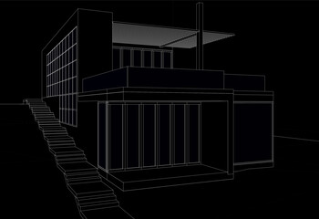 Modern house architecture vector 3d illustration 