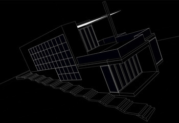 Modern house architecture vector 3d illustration 