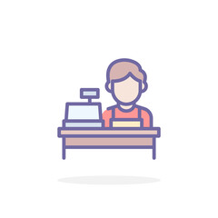 Cashier icon in filled outline style.
