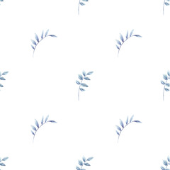 Leaves. Seamless pattern. Watercolor illustration. Drawn by hand.