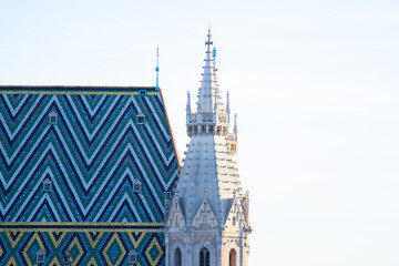 Close up from roof top of St. Stephen's Cathedral Vienna, Austria 
