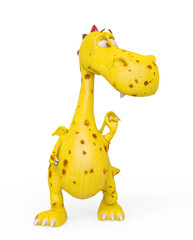 baby dragon is looking to the side on white background