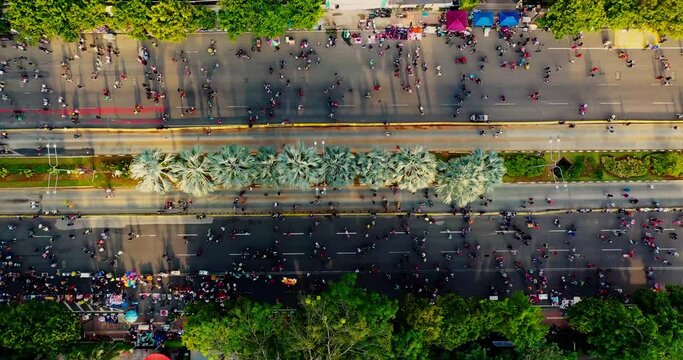 Aerial Shot Of People Walking