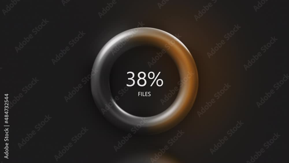 Aufkleber 3d yellow pulsating loading bar with changing percentages. creative. circular graph animation with t