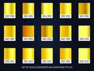 Golden squares collection with a set of golden gradient materials background.