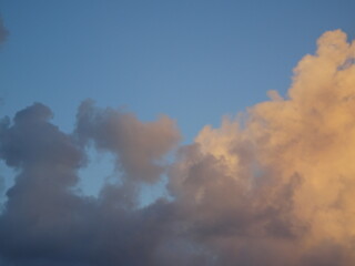 Blue sky with cloud at sunrise - close up