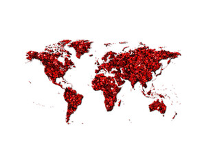 World Map  Earth Red Glitter Icon Logo Symbol illustration