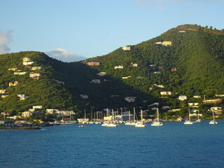 Fototapeta na wymiar Tortola coastline with ocean and blue sky