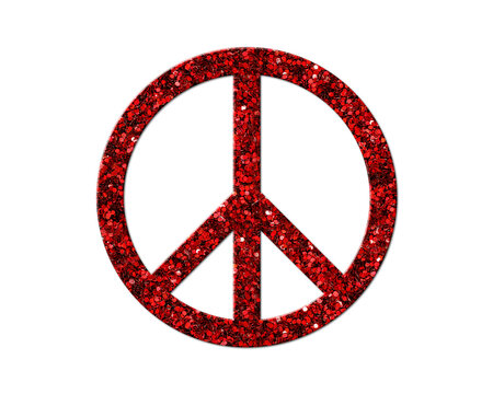 Peace sign symbol Red Glitter Icon Logo Symbol illustration