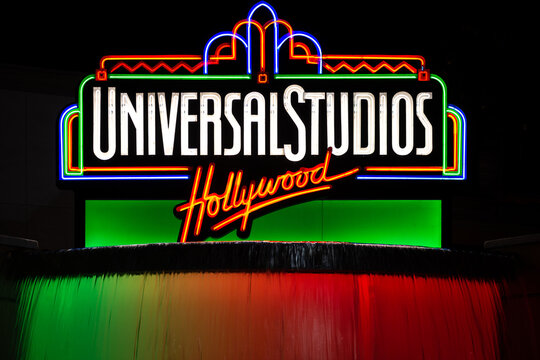 universal studios neon sign in los angeles