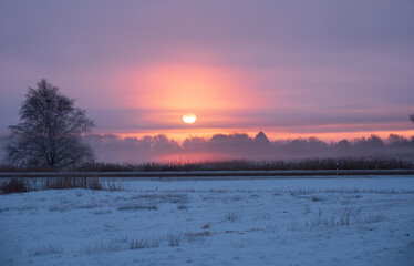 sunset over the river
