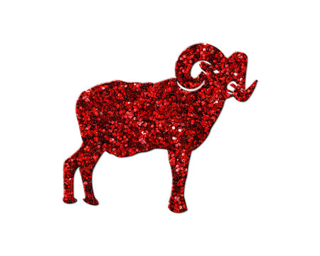 Sheep lamb Ram Red Glitter Icon Logo Symbol illustration