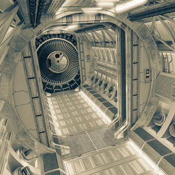 inside of the space ship hallway top view