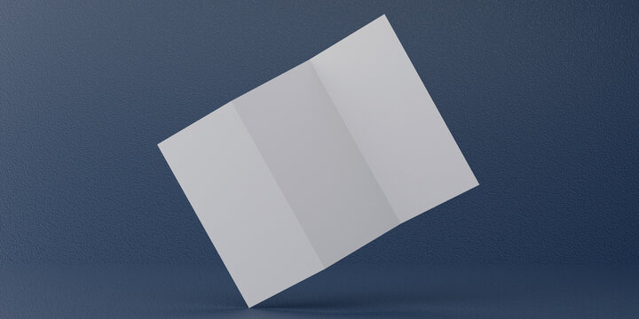 Ilustraci&oacute;n 3d de tr&iacute;ptico para dise&ntilde;o de mockup, papeler&iacute;a para marca o publicidad
