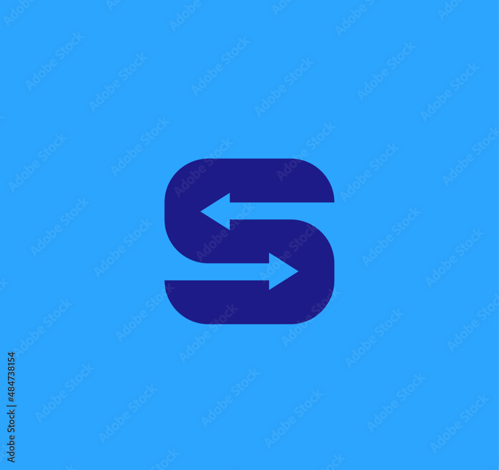Fototapete abstract initial letter s logo with 2 arrows coming in the opposite direction. usable for delivery b