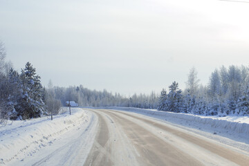 Fototapeta na wymiar winter landscape snowy trees blue sky