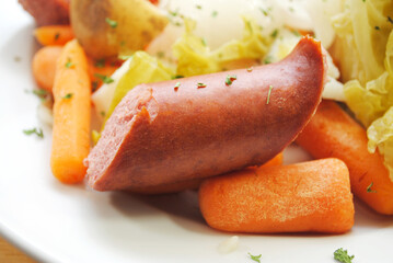 Close-Up of a Boiled Kielbasa