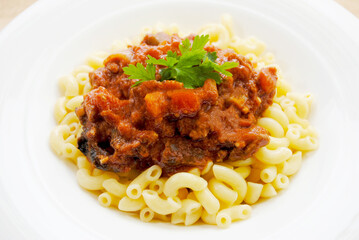 Elbow Macaroni with Bolognese Meat Sauce