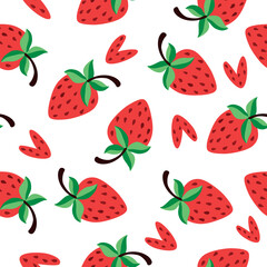 Seamless pattern with strawberries.