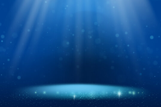 Gradient blue background. Water, bottom. Light