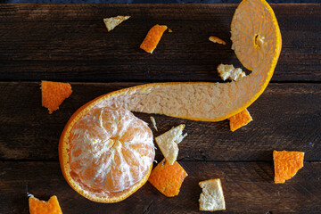 mandarin orange peeled in half