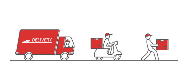 Icon set of express delivery. Editable vector stroke. Pixel perfect.