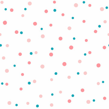 Simple seamless pattern with randomly scattered dots. Cute vector illustration.