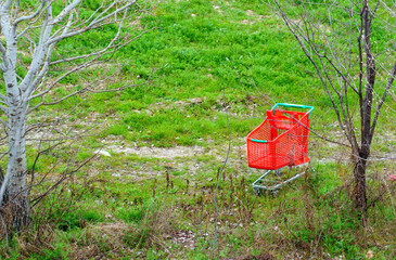 shopping cart abandoned in the field - Powered by Adobe