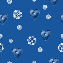 Watercolor seamless pattern of handmade hearts. Seamless pattern for wedding or Valentine's day. - 484745997
