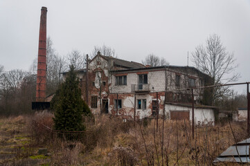 Abandoned haunted distillery next to an old palace in Poland 
